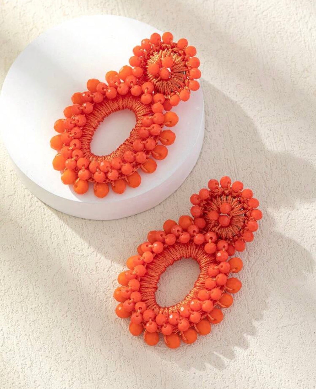 Orange-Handmade-Crystal-Sparkle-Statement-Earrings-front