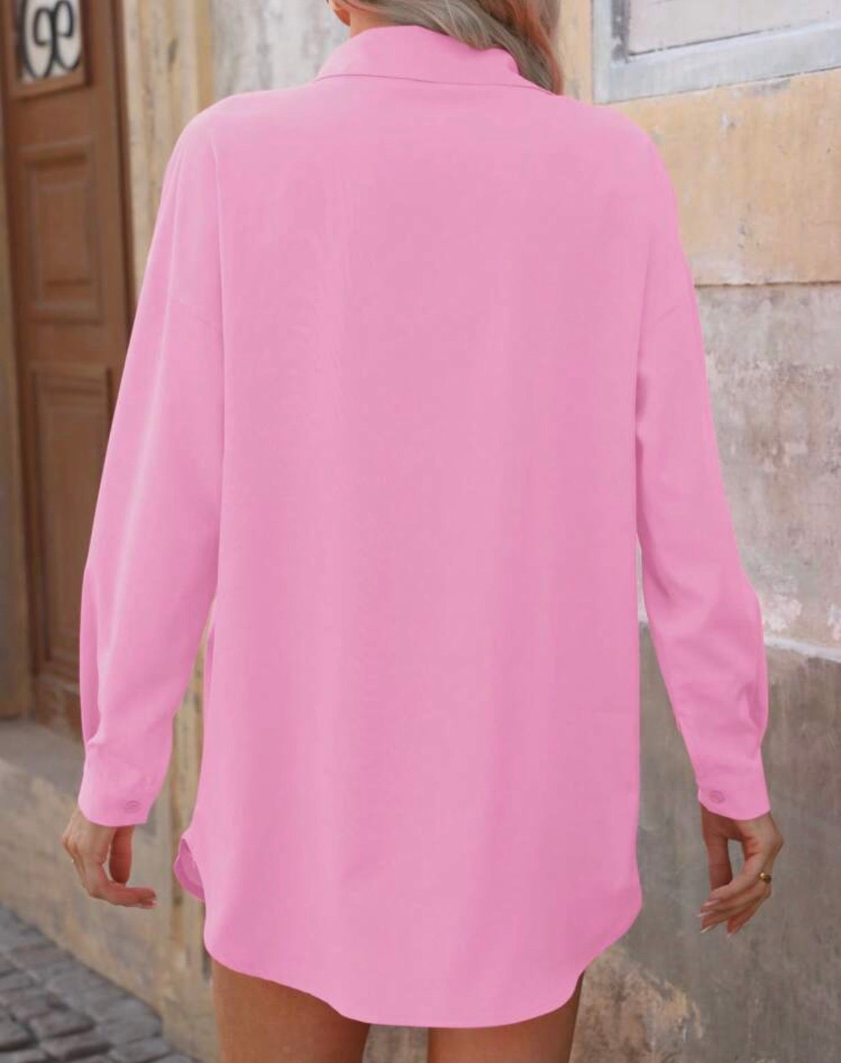 Pastel-Pink-Button-Up-Oversized-Blouse-back
