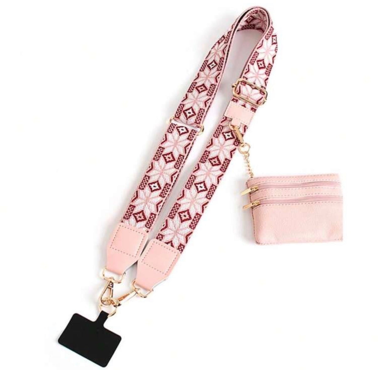 Pink-Cell-Phone-Lanyard-Wallet-front