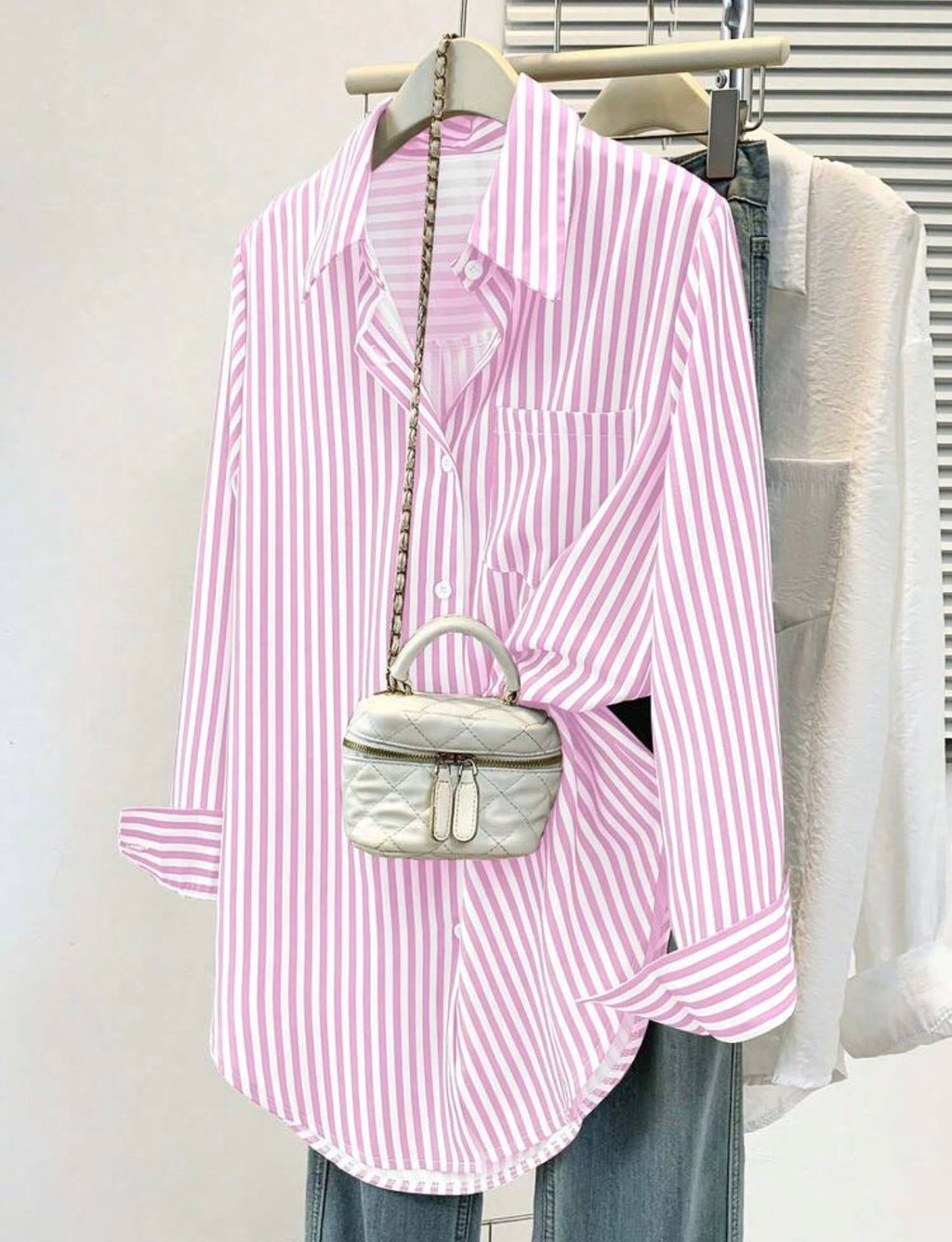 Pink-White-Stripe-Statement-Shirt-side