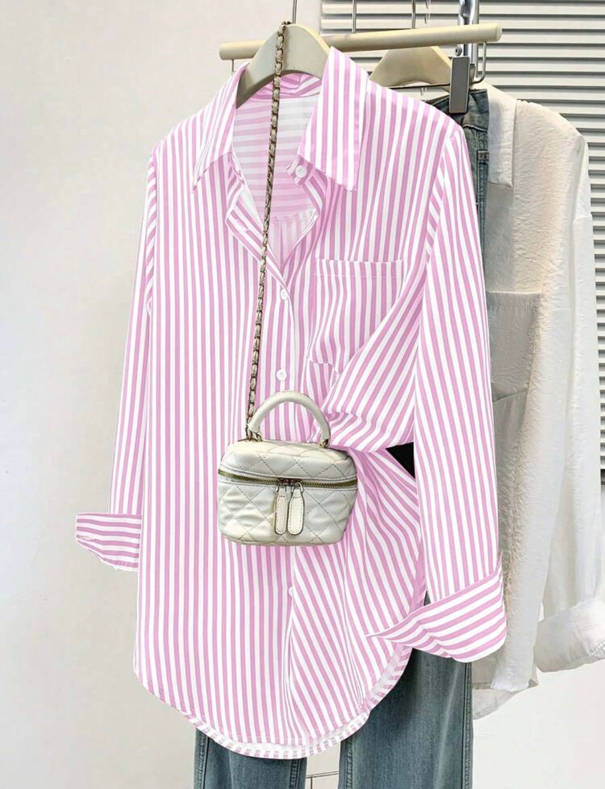 Pink-White-Stripe-Statement-Shirt-side