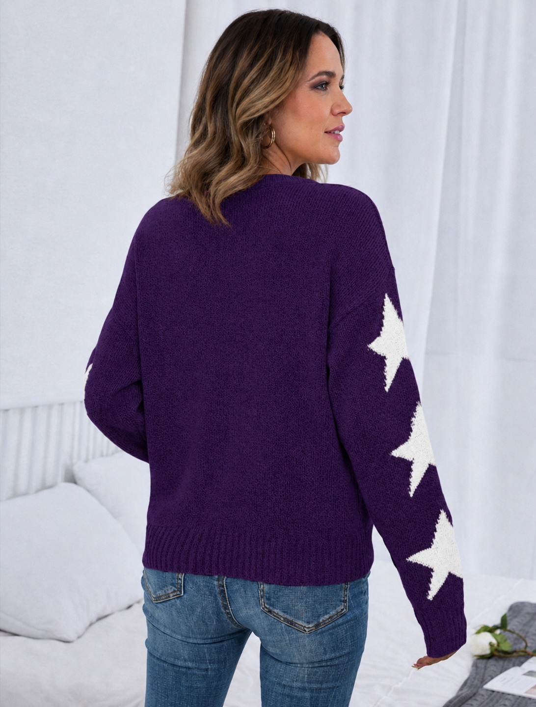 Plum-White-Star-Sleeve-Knit-Jersey-back