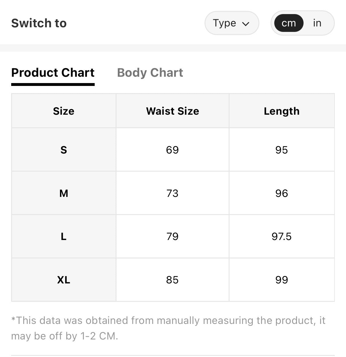 Pocketed-Black-Maxi-Skirt-sizing-chart