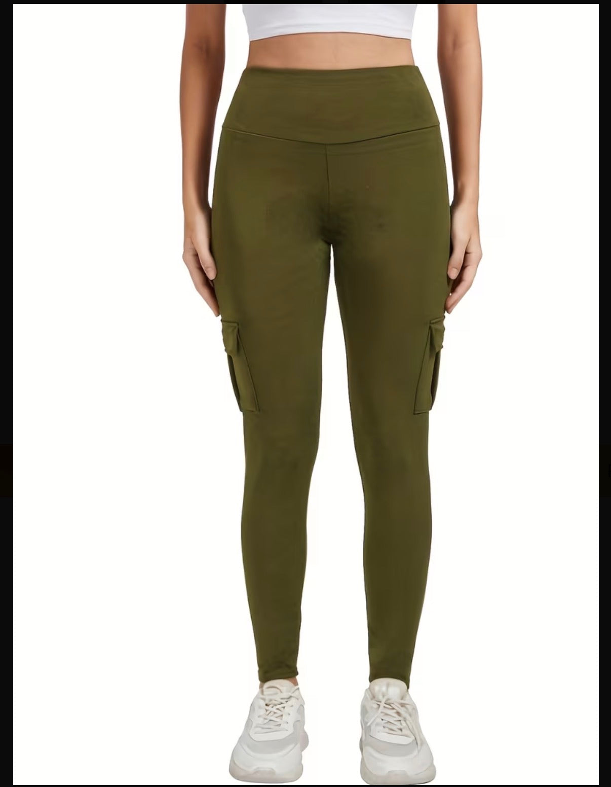 Pocketed-Cargo-Leggings-front-army-green