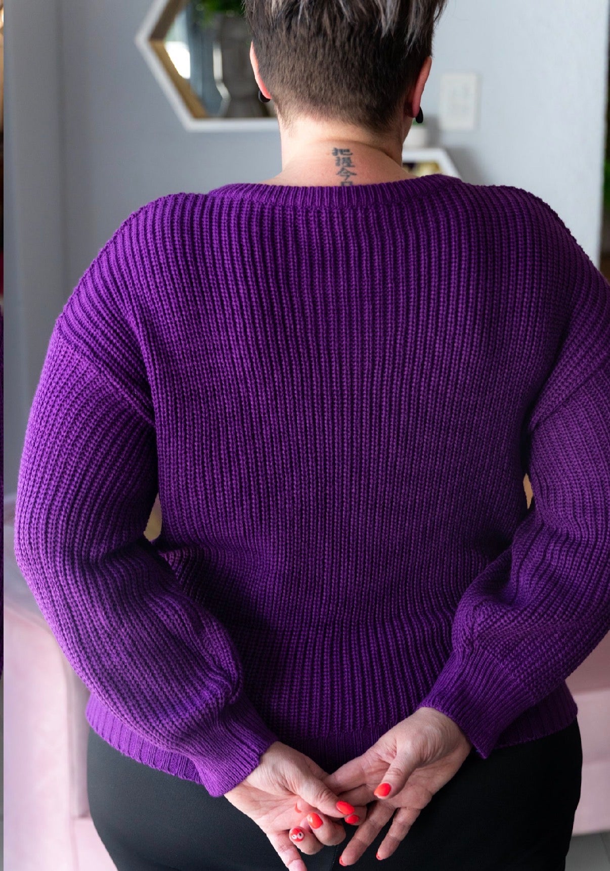 Purple-Keyhole-Ribbed-Knit-Jersey-Gold-Chunky-Chain-back