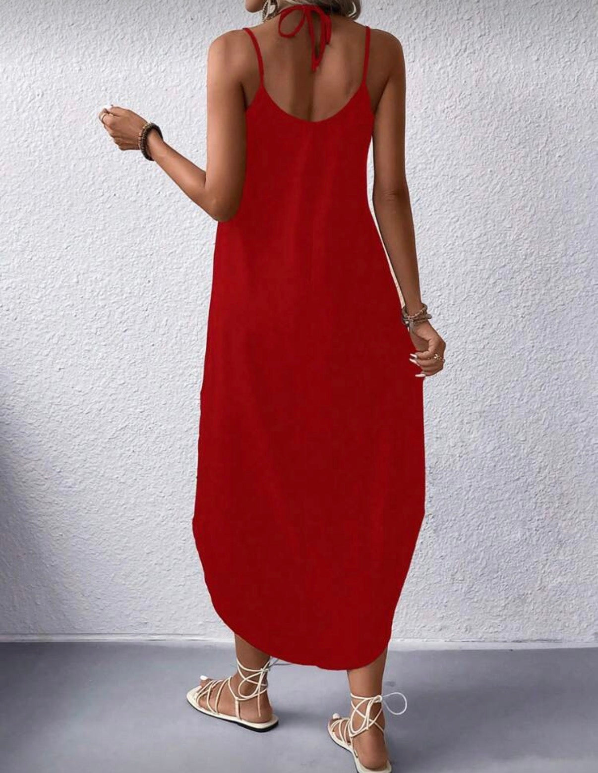 Red-Maxi-T-shirt-Dress-back