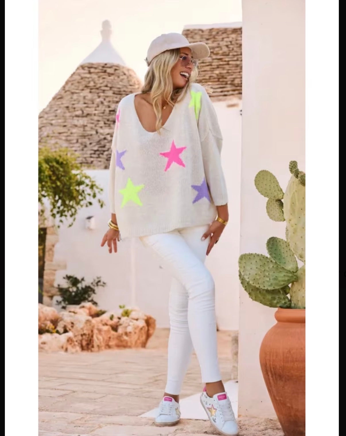 Retro-White-Blue-Pink-Yellow-Neon-Star-Oversized-Knit-Jersey-front
