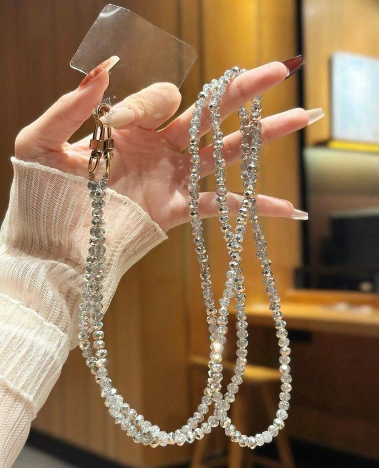 Silver-Handmade-Shiny-Glass-Bead-Chain-Phone-Straps-front2