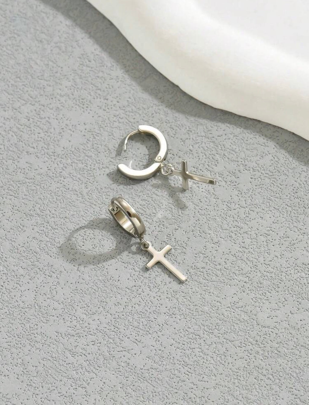 Silver-Stainless-Steel-Cross-Dangle-Earrings-lifestyle