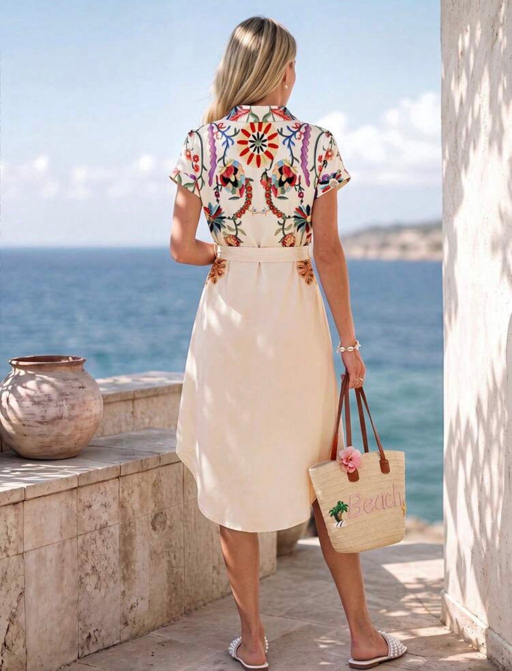 Summer-Cream-Botanical-Shirt-Dress-back