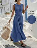 Summer-Soft-Blue-Criss-Cross-Waist-Maxi-Dress-side