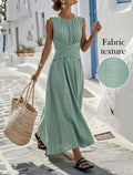 Summer-Soft-Green-Criss-Cross-Waist-Maxi-Dress-side