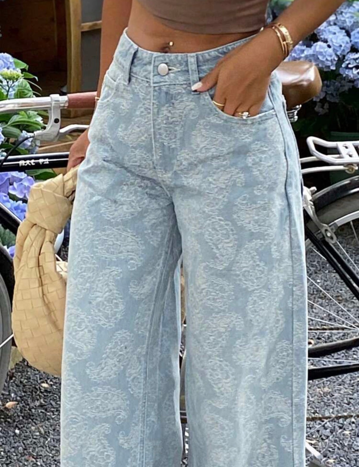 Textured-All-Over-Print-Straight-Leg-Jeans-front-detail