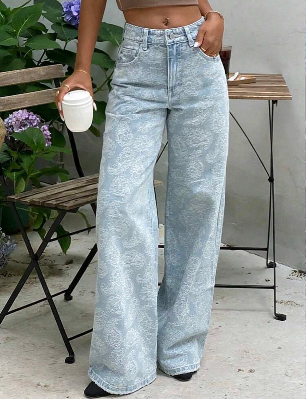 Textured-All-Over-Print-Straight-Leg-Jeans-front