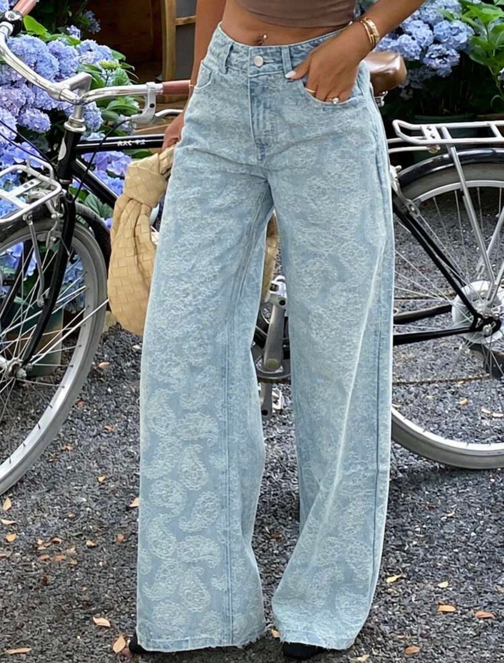 Textured-All-Over-Print-Straight-Leg-Jeans-side