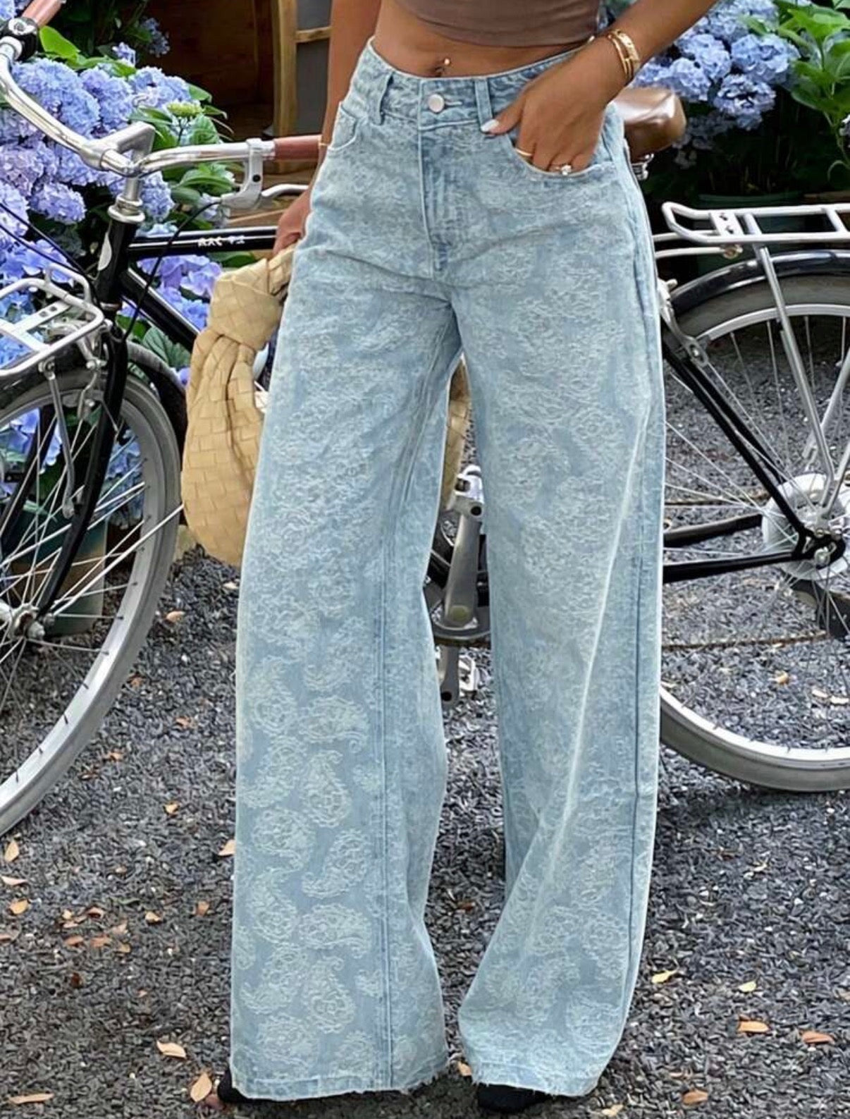 Textured-All-Over-Print-Straight-Leg-Jeans-side