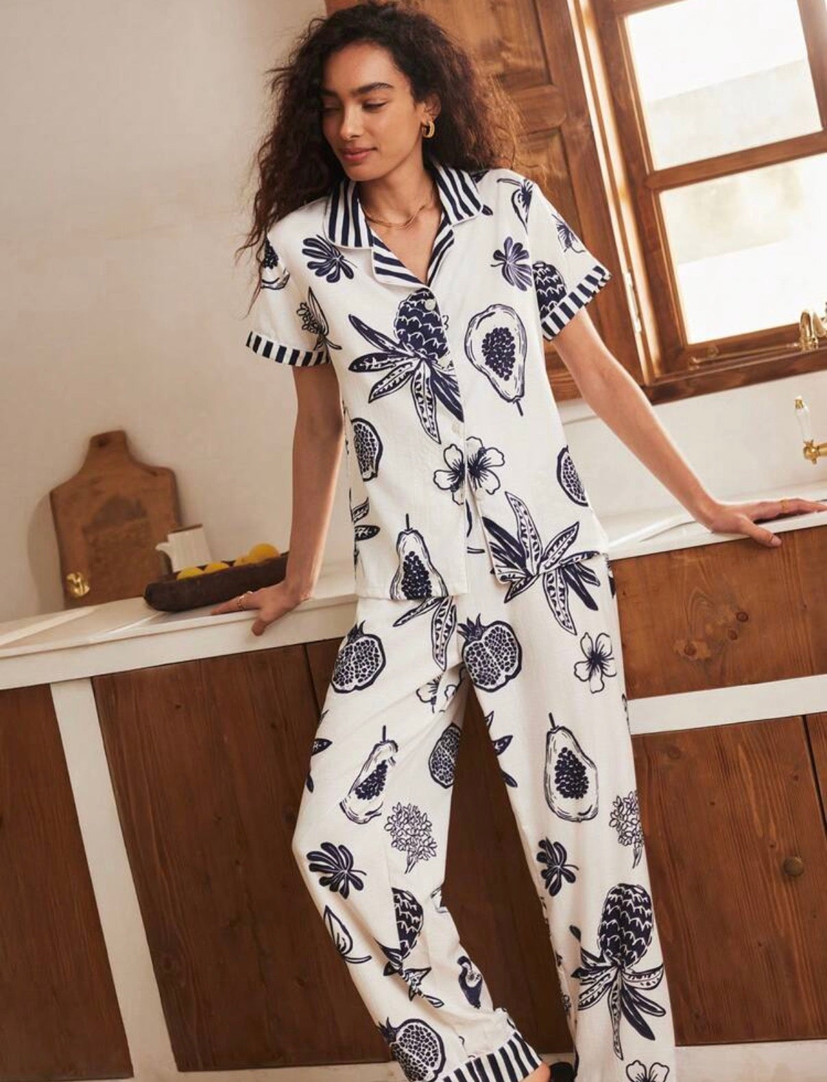 Tropical-Cream-Blue-Midnight-PJ-Set-front-detail