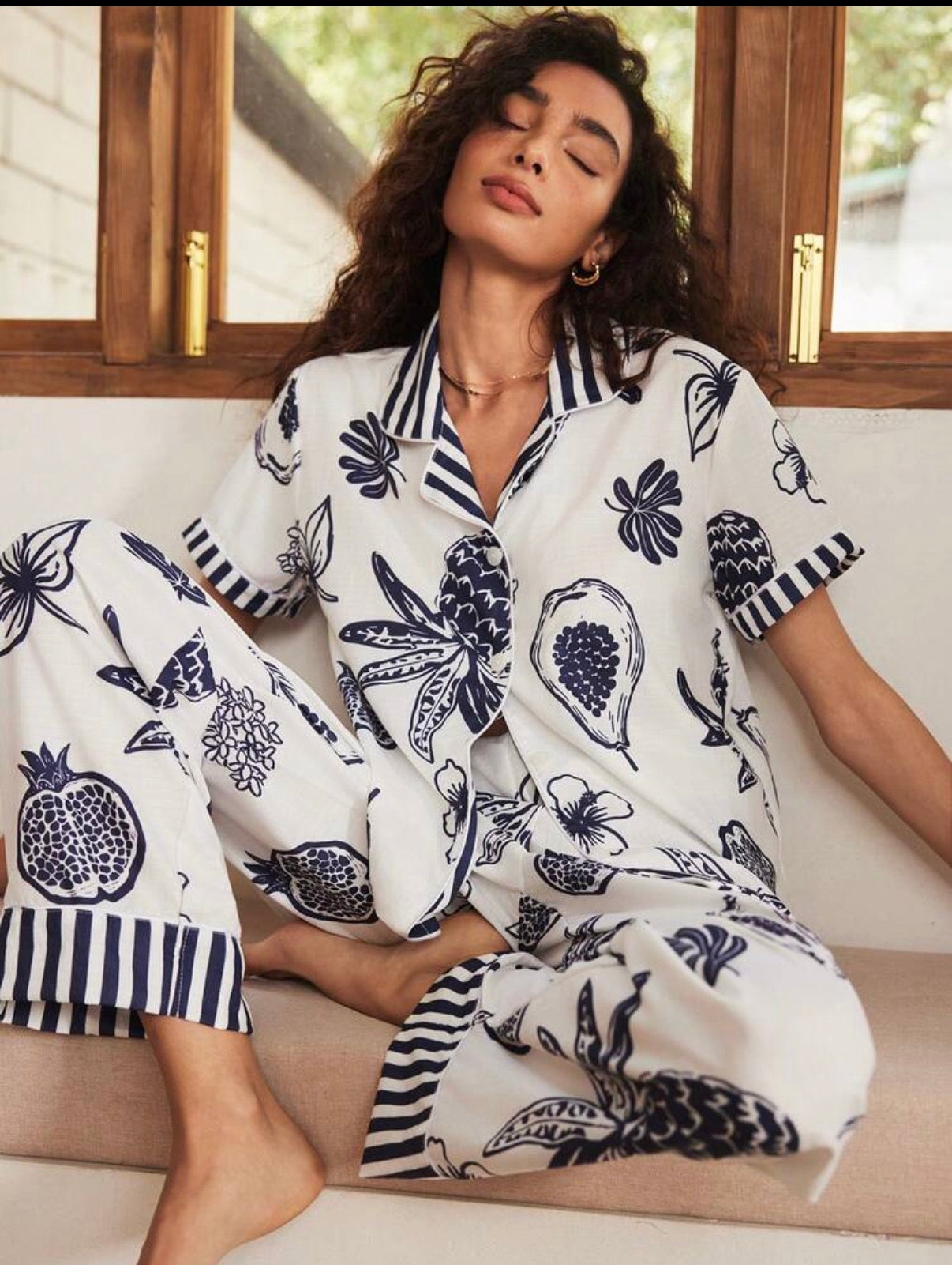 Tropical-Cream-Blue-Midnight-PJ-Set-front