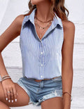 White-Blue-Stripe-Collar-Sleeveless-Shirt-front