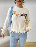 White-Multi-Letter-Pattern-Sweater-Jersey-front
