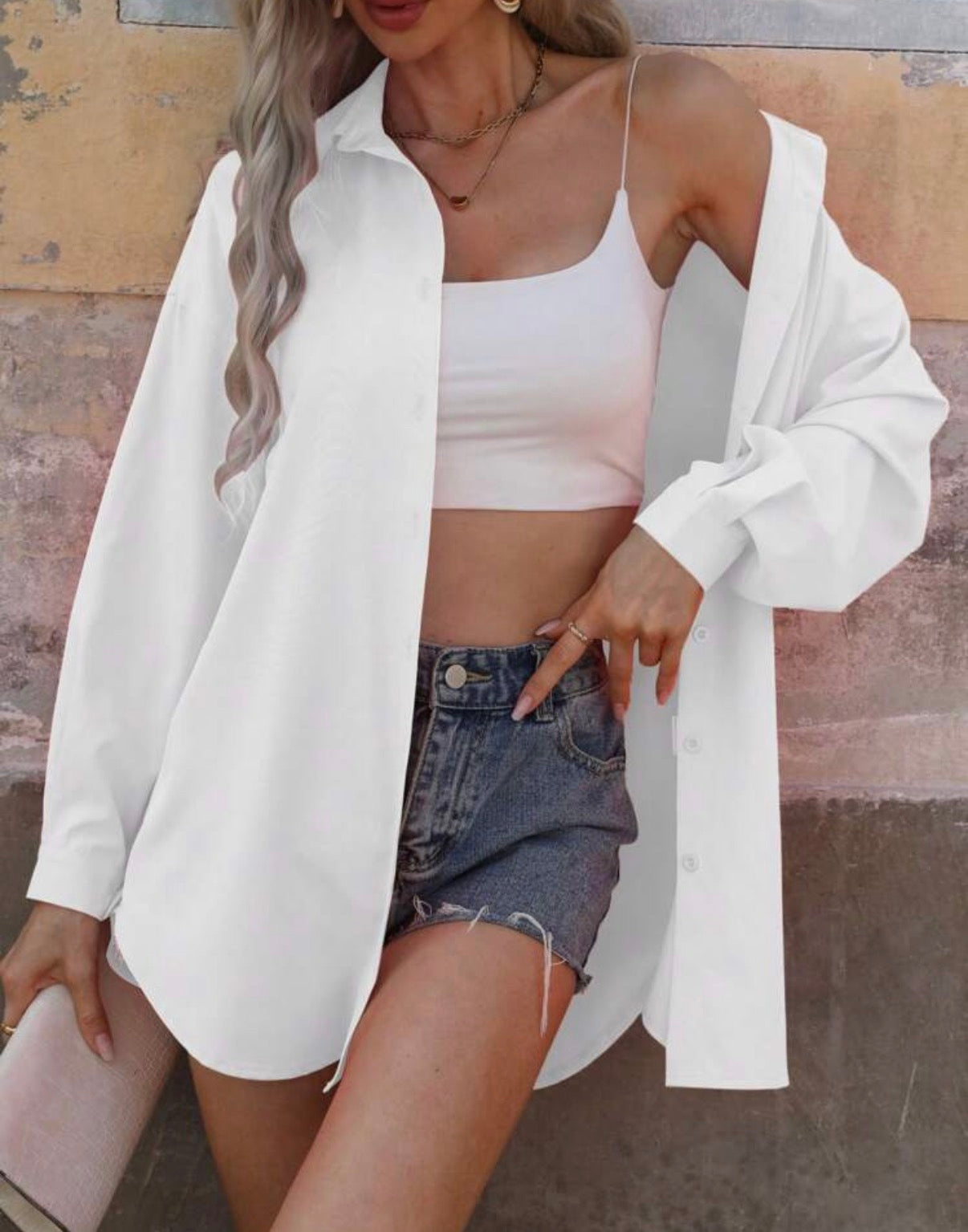 White-Oversized-Button-Up-Blouse-front