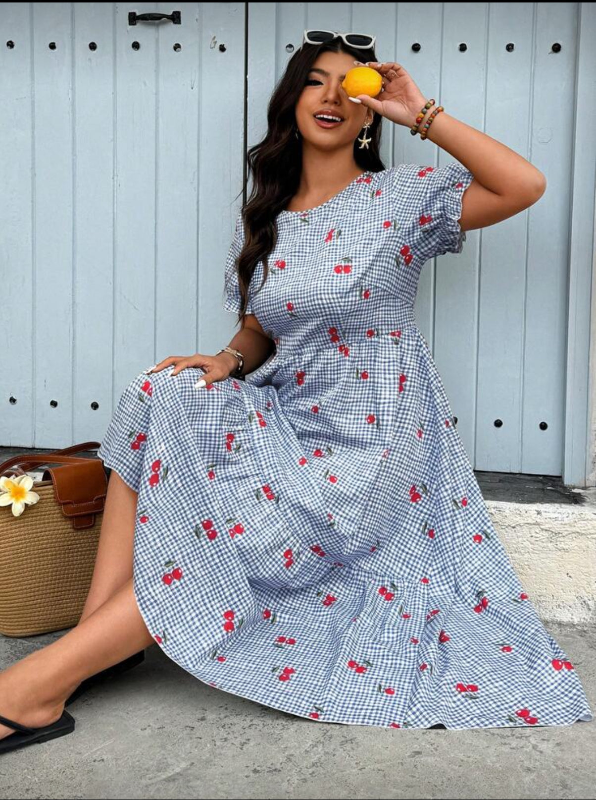 Cherry-print-trapeze-midi-dress-lifestyle