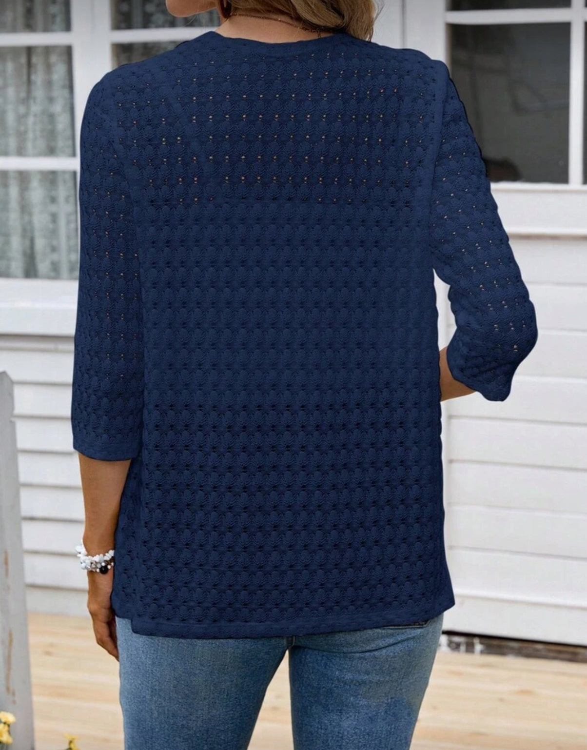 Classic-navy-Knit-3_4-sleeve-Cardigan-back
