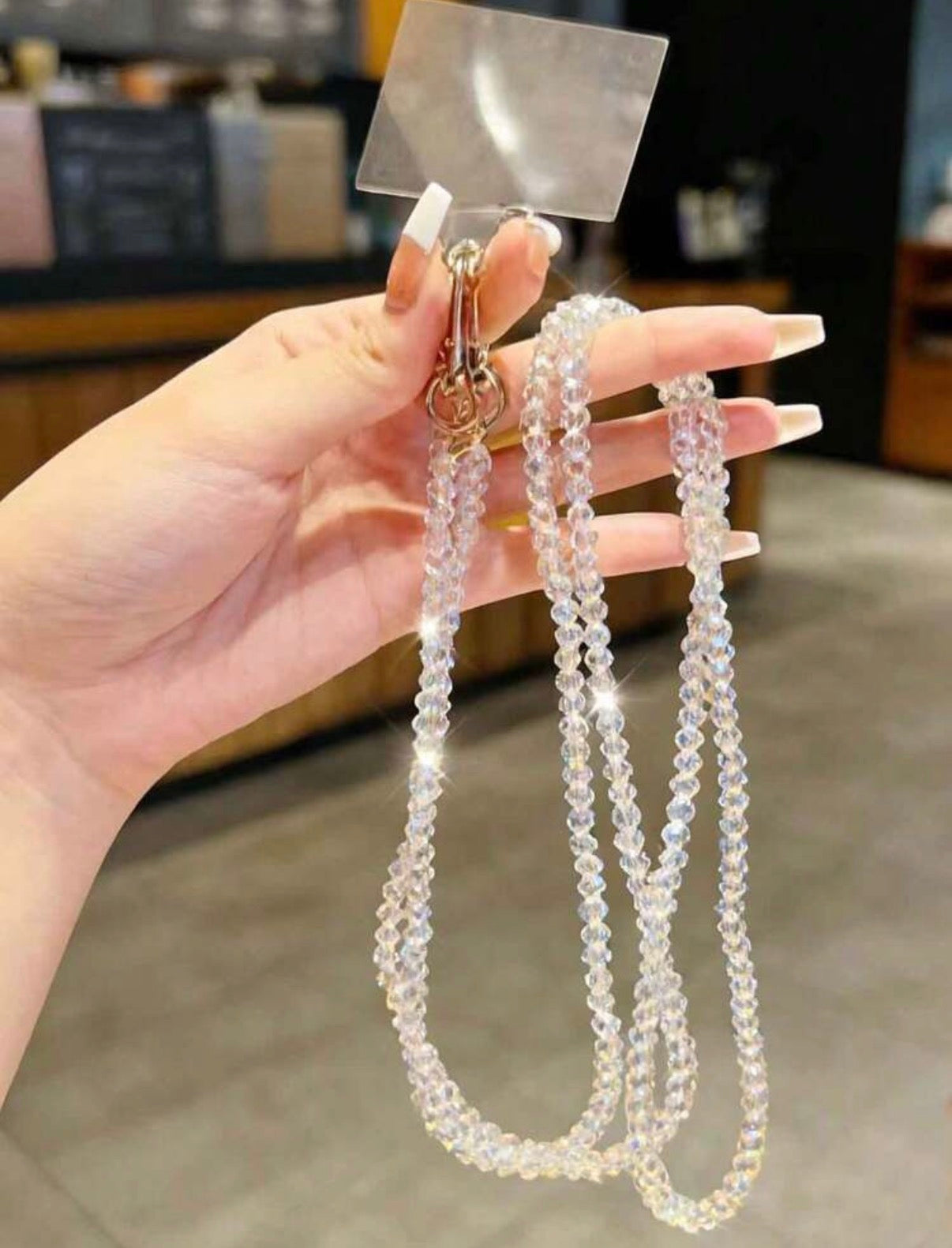 Clear-Handmade-Shiny-Glass-Bead-Chain-Phone-Straps-front