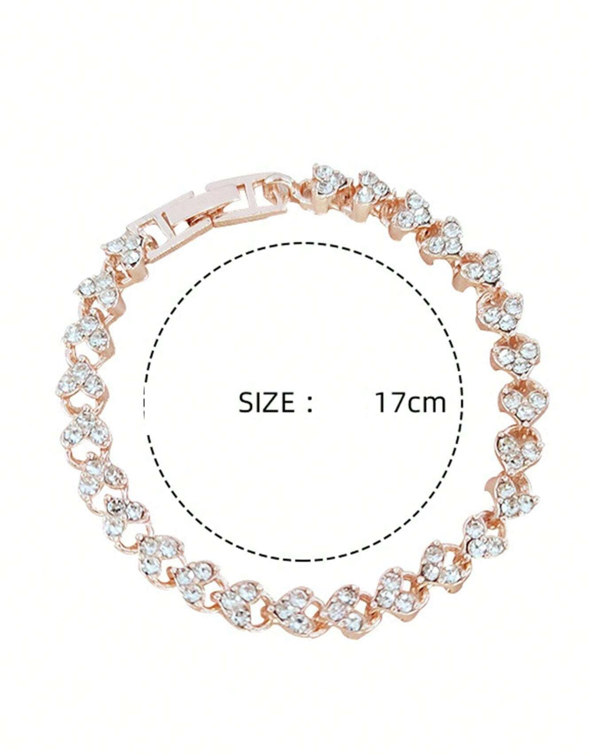 thesqueen-Stainless-Steel-Heart-Studded-Bracelet-rose-gold-front
