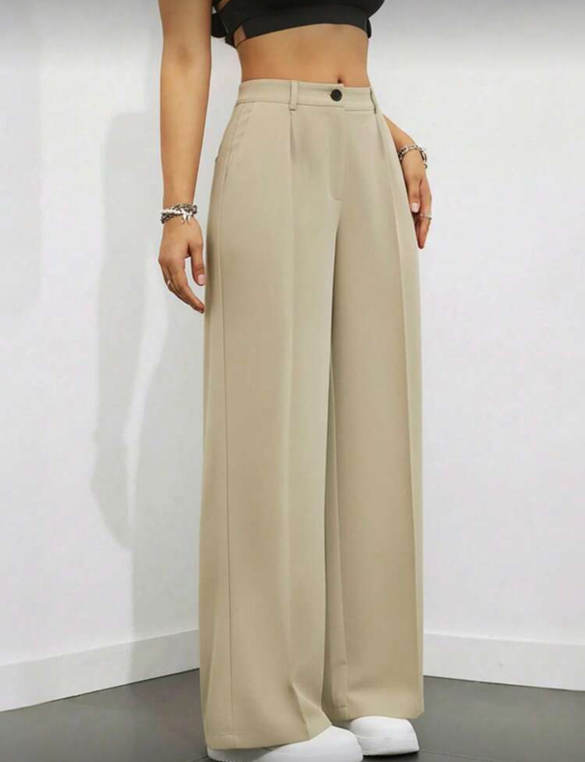Beige-High-Waisted-Lose-Fitted-pants-side