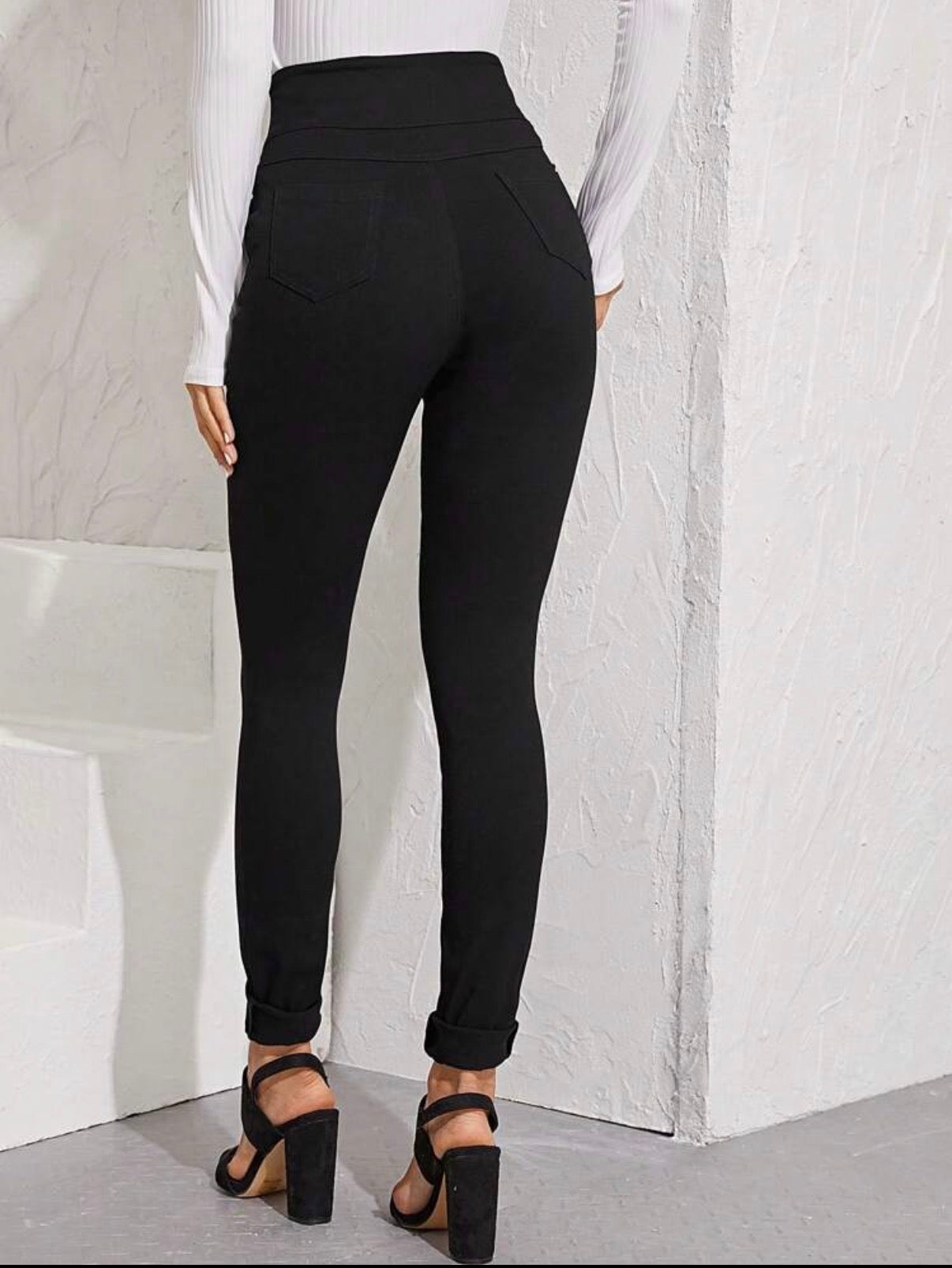 Black-High-Waist-Button-Up-Slim-Fit-Pants-back