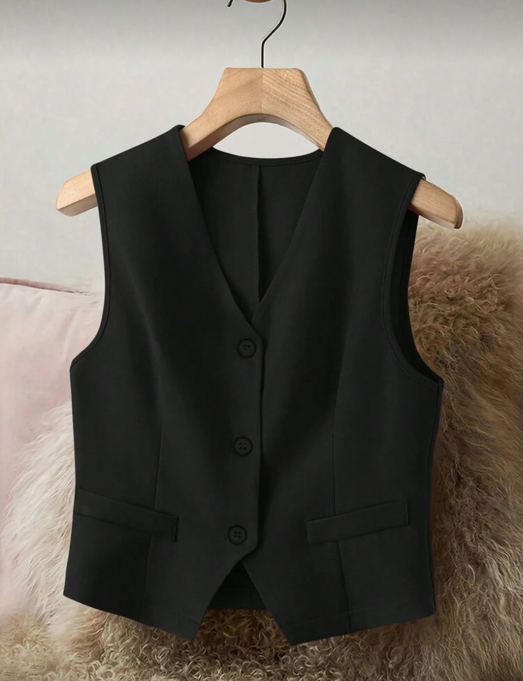 Black-classic-cut-waistcoat-vest-front