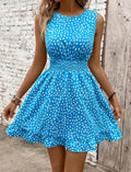 Blue-Smocked-Waist-Sleeveless-Mini-Dress-front