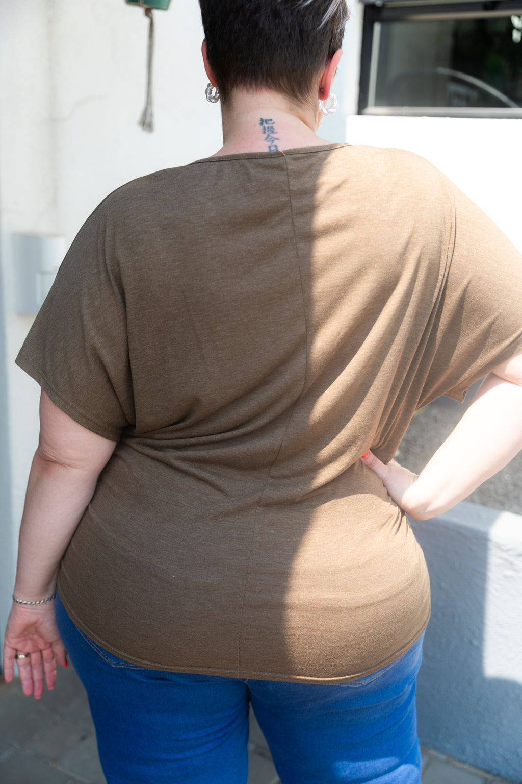 Curve-Brown-V-Neck-Batwing-Top-back
