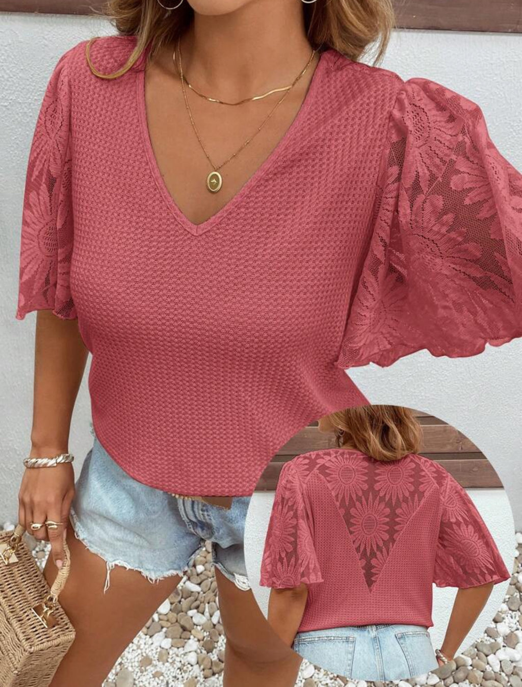 Curve-Pink-Waffle-Knit-Ruffle-Sleeve-Top-lifestyle