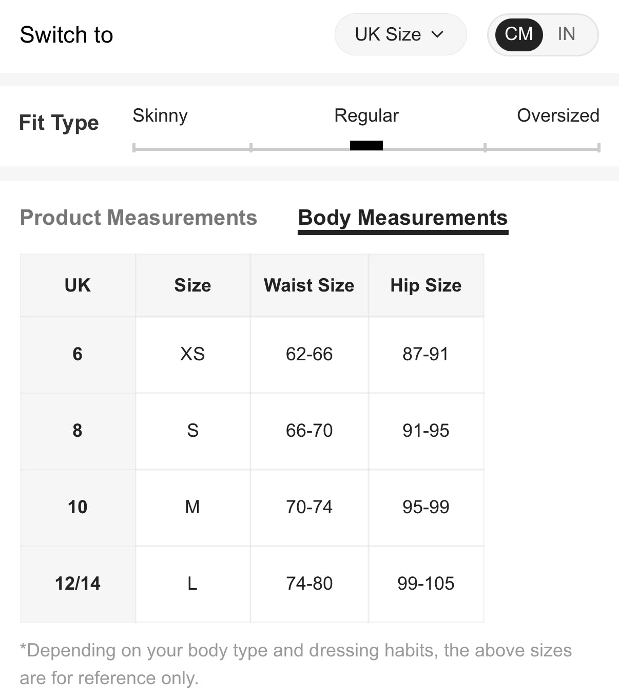 Dusty-Blue-Flared-High-Stretch-Denim-Jeans-sizing-chart