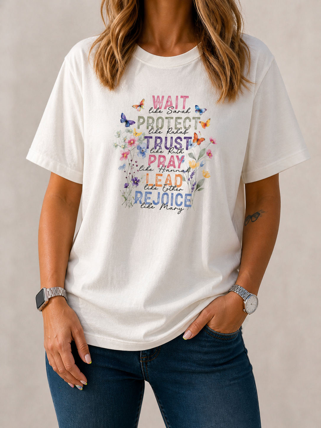 Faith-in-Fashion-Tee-WAIT-PROTECT-TRUST-PRAY-LEAD-REJOICE – tshirt