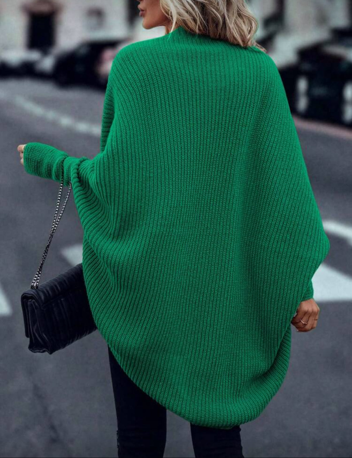 Green-Batwing-Knit-Cocoon-Cardigan-back