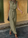 High-Neck-Belted-Jumpsuit-olive-green–front