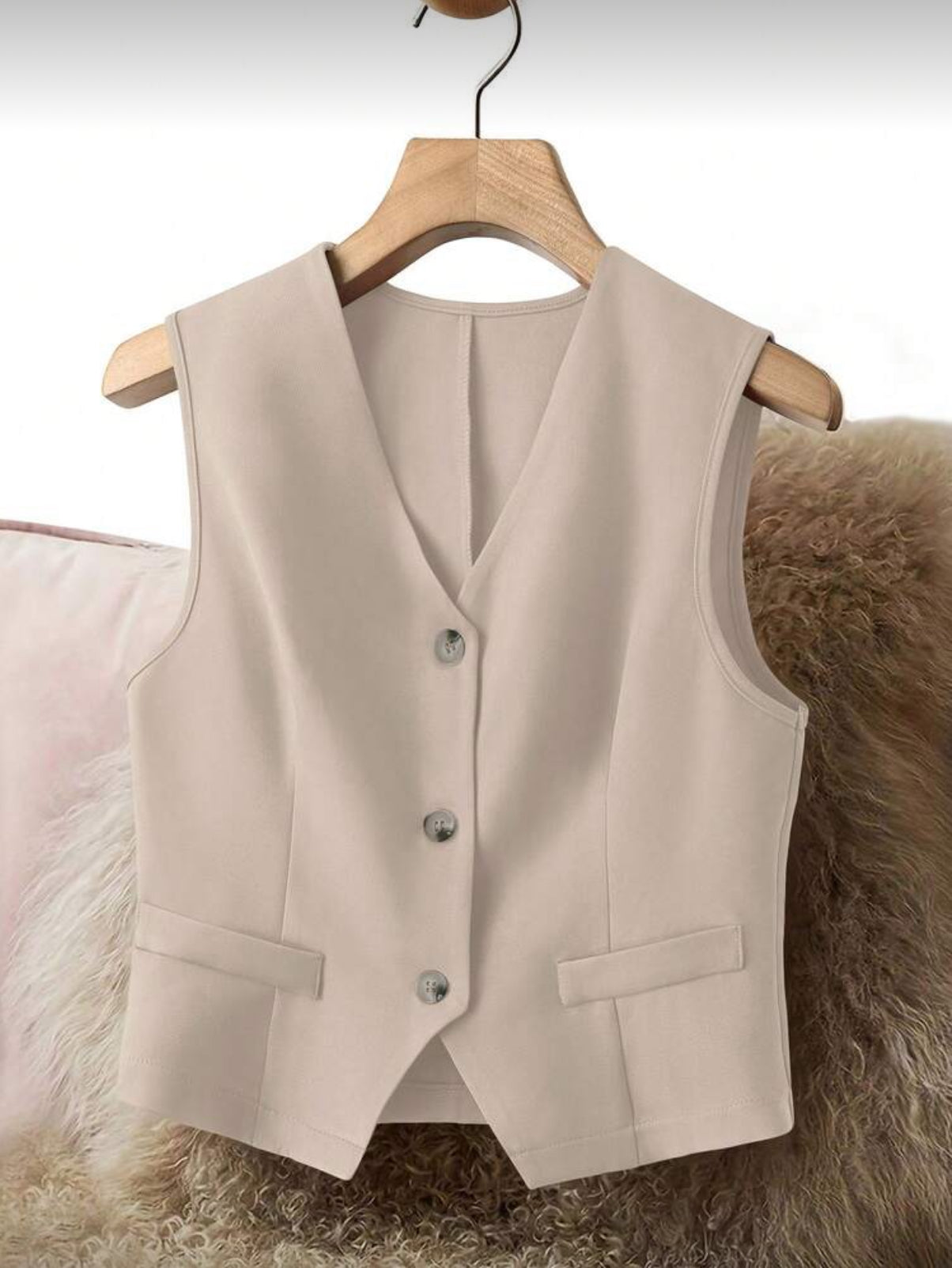 Khaki-classic-cut-waistcoat-vest-front