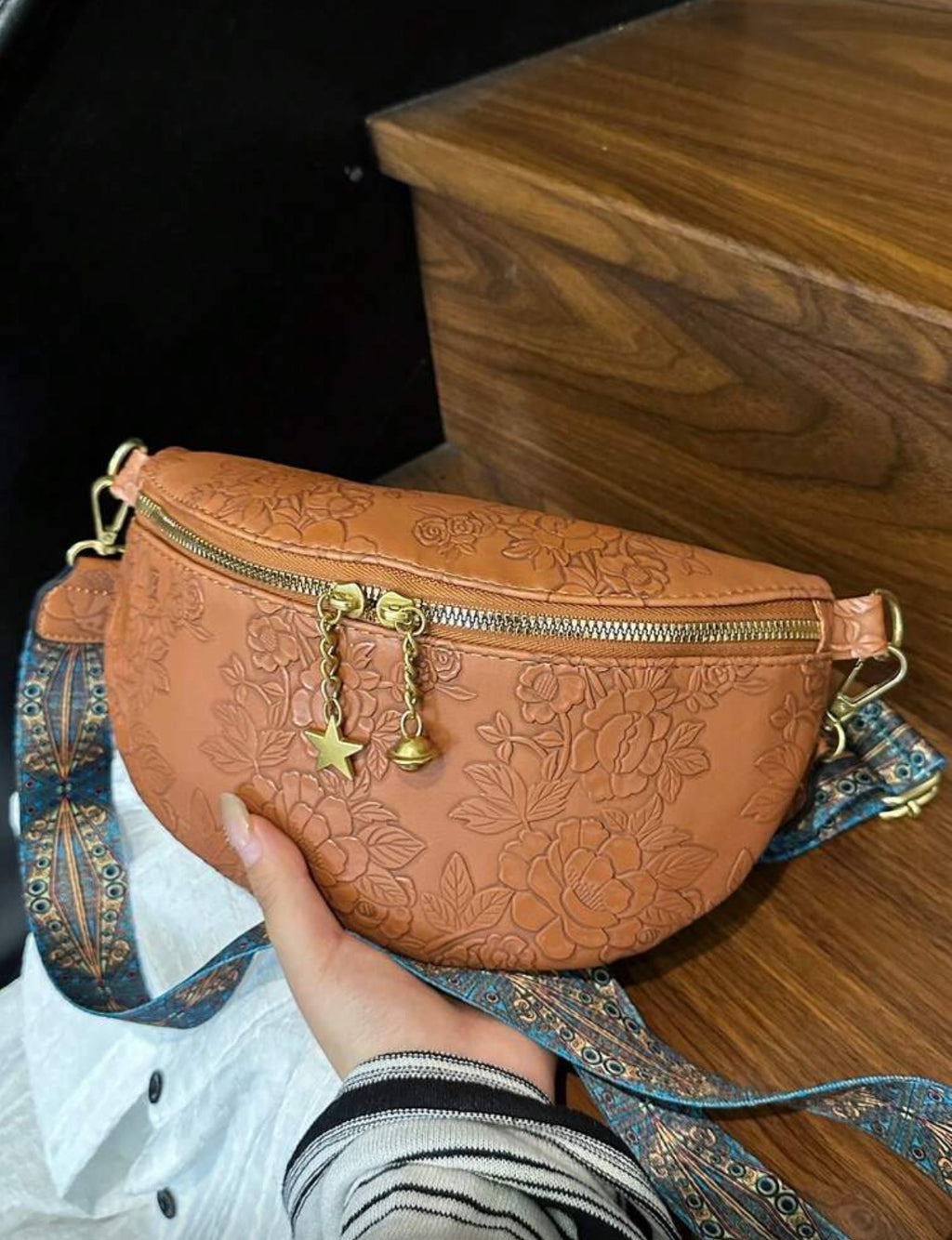 Litchi-Bag-embossed-tan-lifestyle