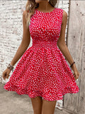 Red-Smocked-Waist-Sleeveless-Mini-Dress-front