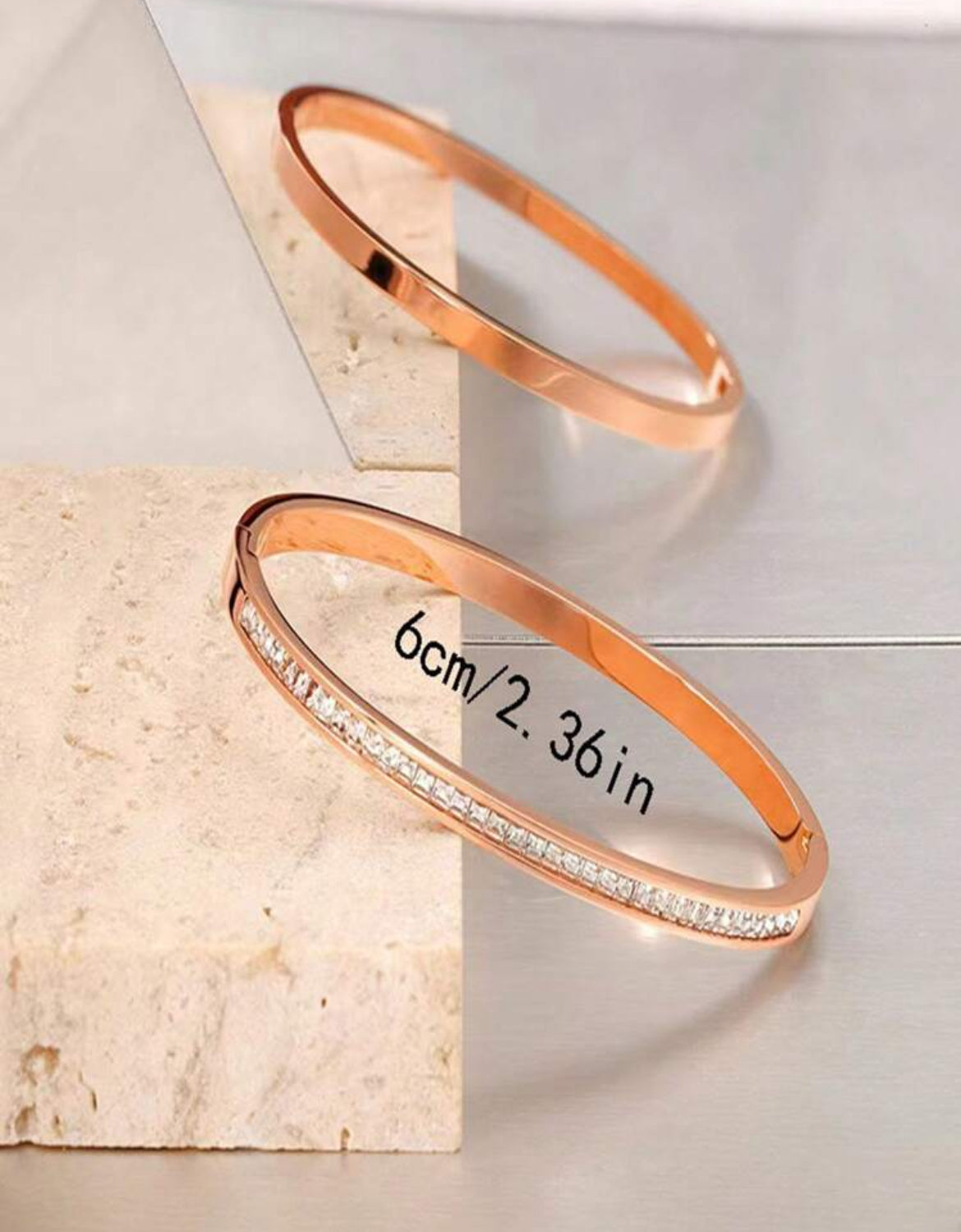Rose-Gold-Stainles-Steel-Couple-Bracelet-With-Single-Cubic-Zirconia-front
