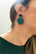 cheater-print-Green-Black-Geometric-Earrings-front