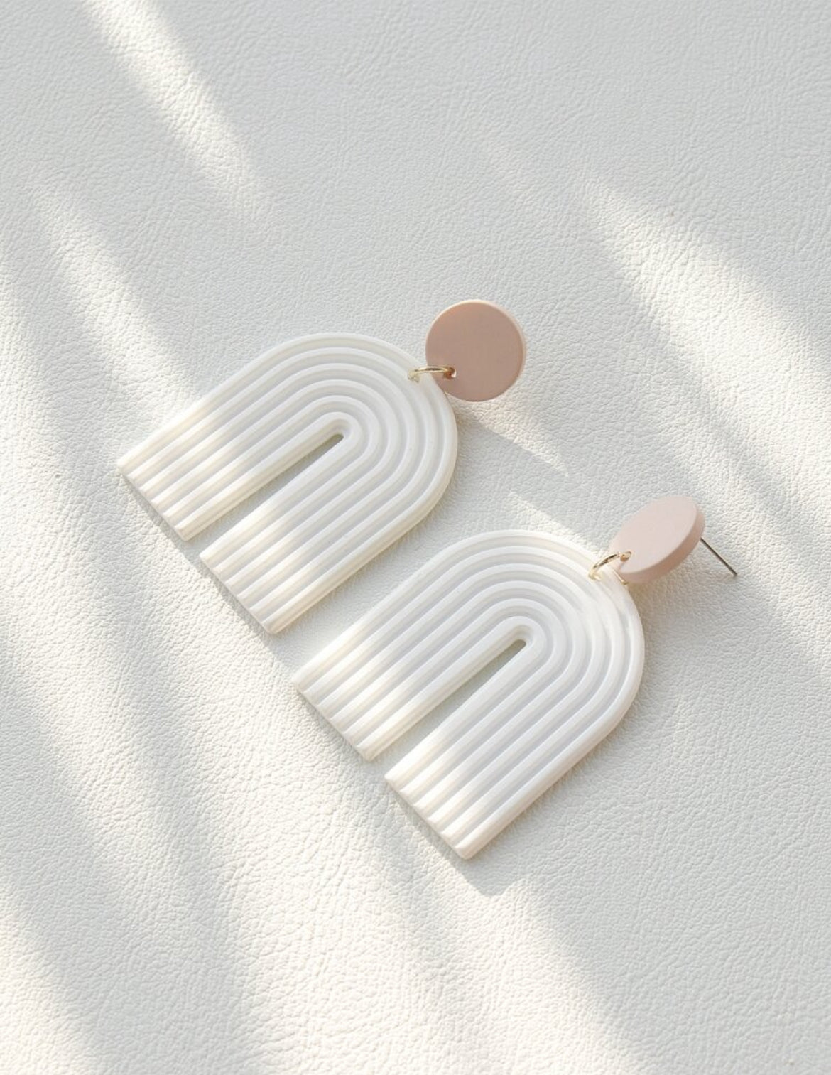 white-colour-U-Geometric-Drop-Earrings-side